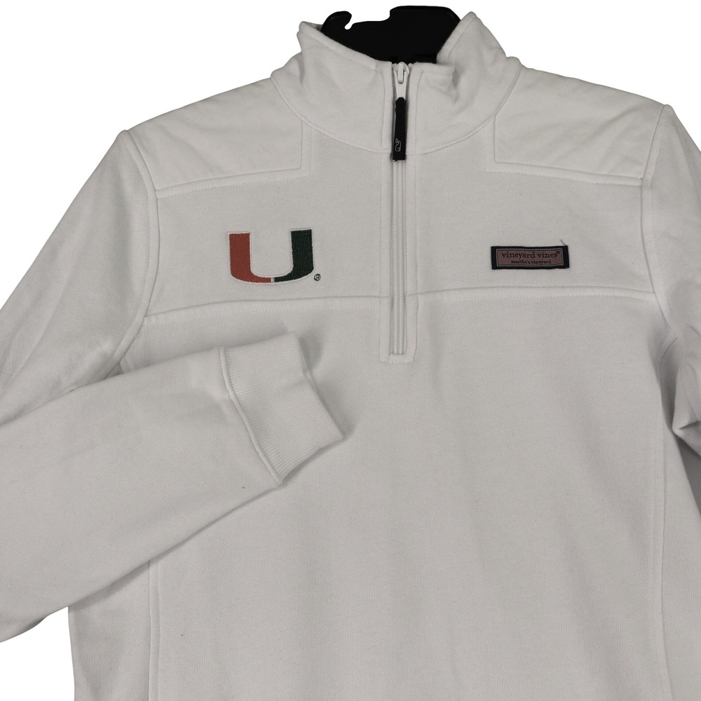 University of Miami Vineyard Vines Quarter Zip Womens M White Logo Gameday Wear